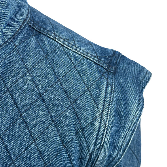 Veronica Beard Killian Quilted Denim Jacket Women Small Blue Pockets Snap Front - Picture 3 of 10